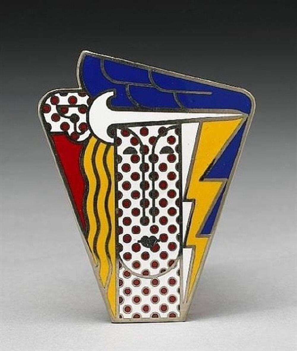 Roy Lichtenstein Modern Head Enamel Brooch Pendant 1968 Signed Ltd Ed 250 Rare